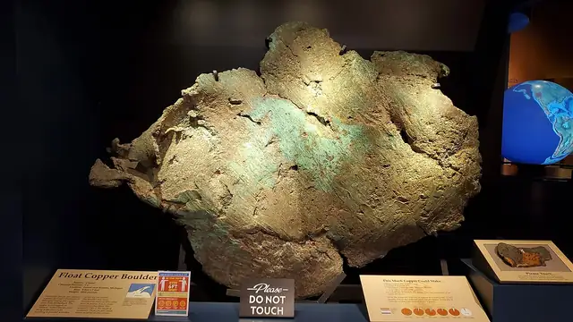Float copper boulder from Michigan, museum display at Tellus Science Museum, Georgia