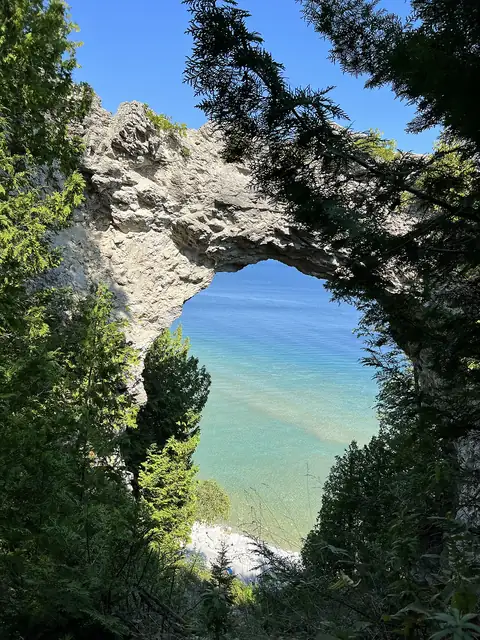 Arch Rock, a limestone breccia arch on Mackinac Island